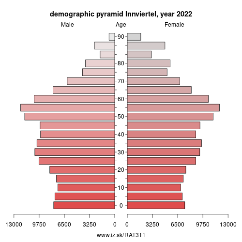 population pyramid of AT311 Innviertel