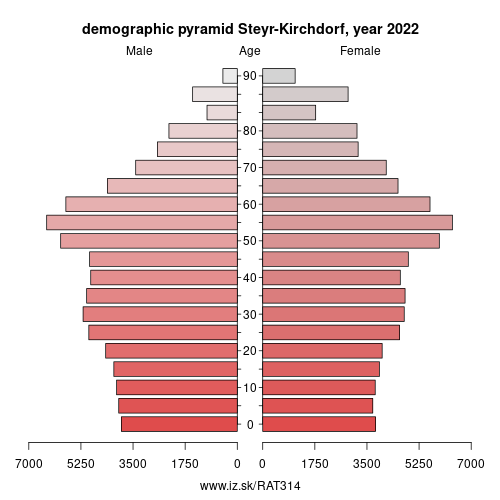 demographic pyramid AT314 Steyr-Kirchdorf