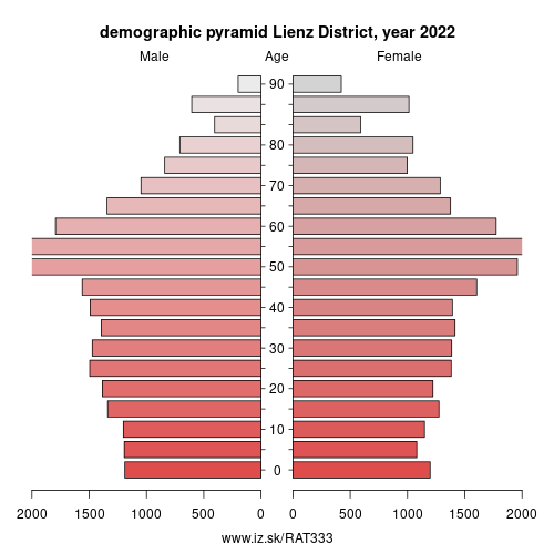 demographic pyramid AT333 Lienz District