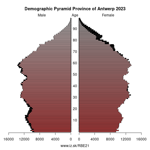 demographic pyramid BE21 Province of Antwerp