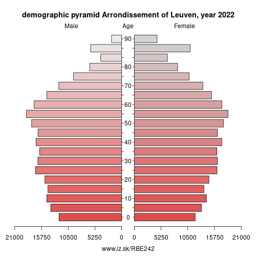 demographic pyramid BE242 Arrondissement of Leuven