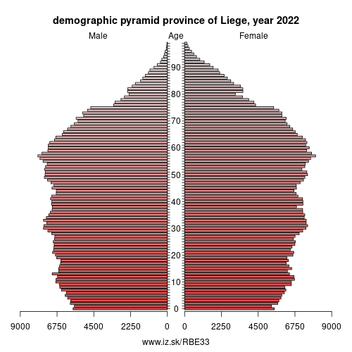 demographic pyramid BE33 Province of Liege