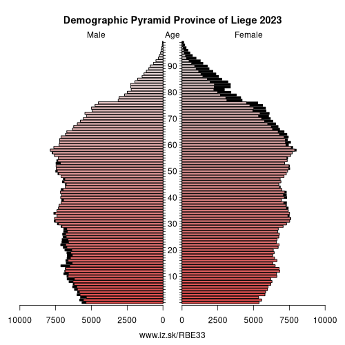 demographic pyramid BE33 Province of Liege