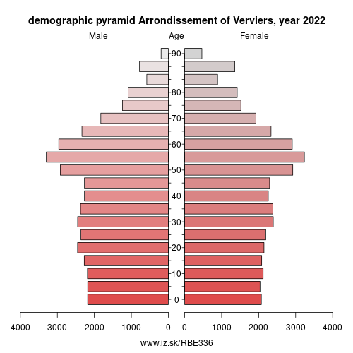 demographic pyramid BE336 Arrondissement of Verviers