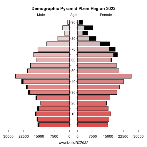 demographic pyramid CZ032 Plzeň Region