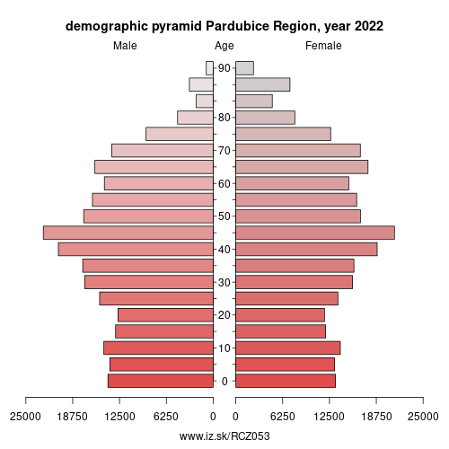demographic pyramid CZ053 Pardubice Region