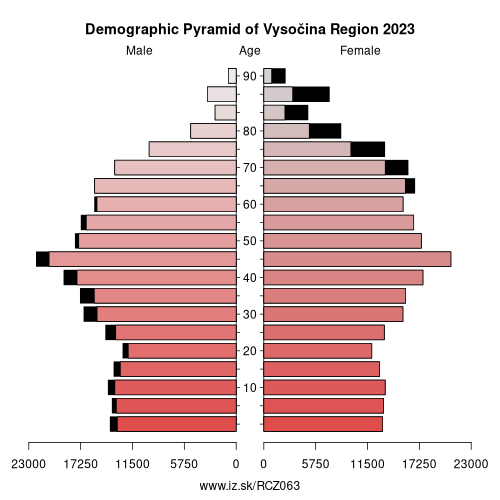 demographic pyramid CZ063 Vysočina Region