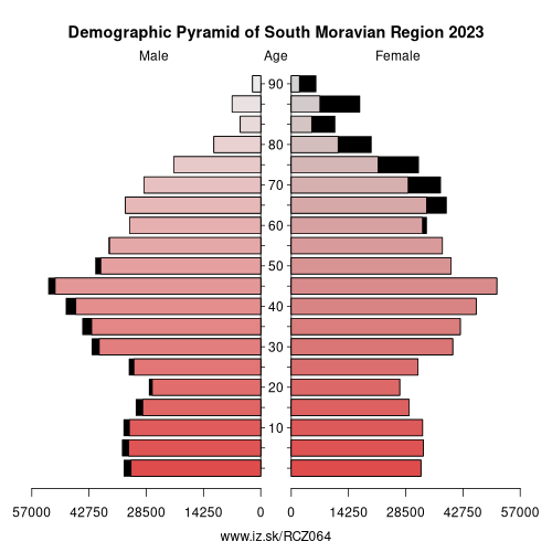 demographic pyramid CZ064 South Moravian Region