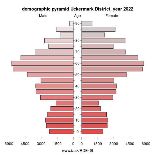 demographic pyramid DE40I Uckermark District