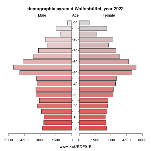 demographic pyramid DE91B Wolfenbüttel