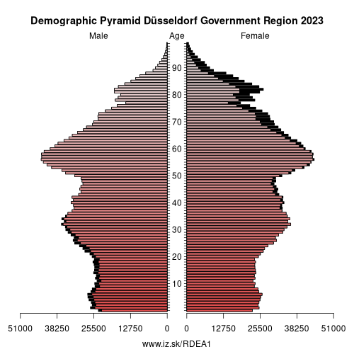 demographic pyramid DEA1 Düsseldorf Government Region