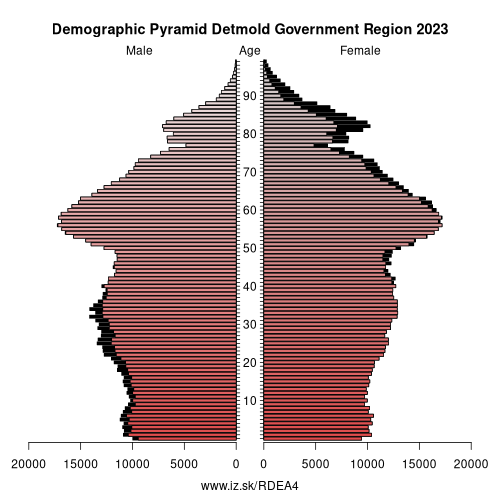 demographic pyramid DEA4 Detmold Government Region