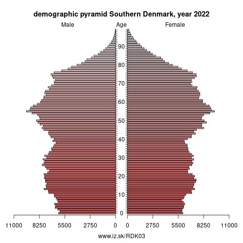 demographic pyramid DK03 Southern Denmark