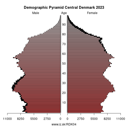 demographic pyramid DK04 Central Denmark Region