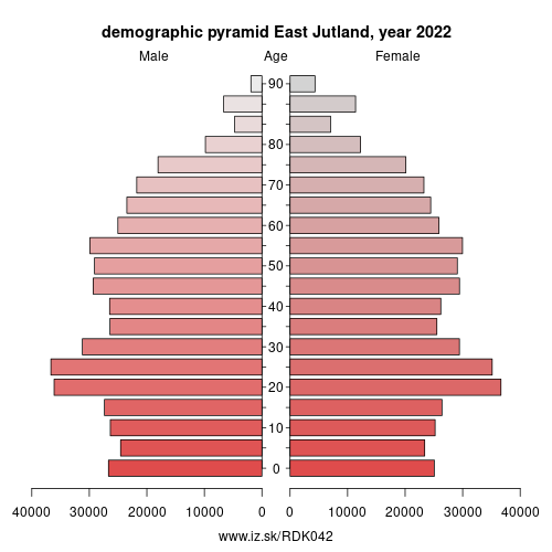 demographic pyramid DK042 East Jutland