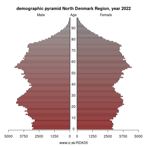 demographic pyramid DK05 North Denmark Region