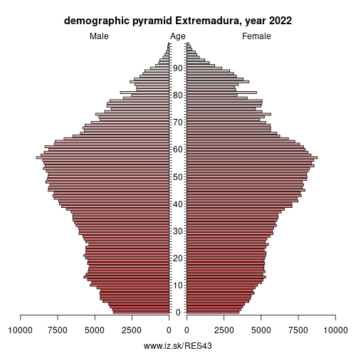 demographic pyramid ES43 Extremadura