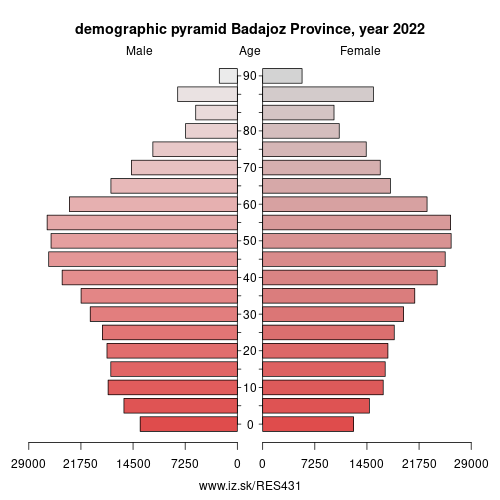 demographic pyramid ES431 Badajoz Province