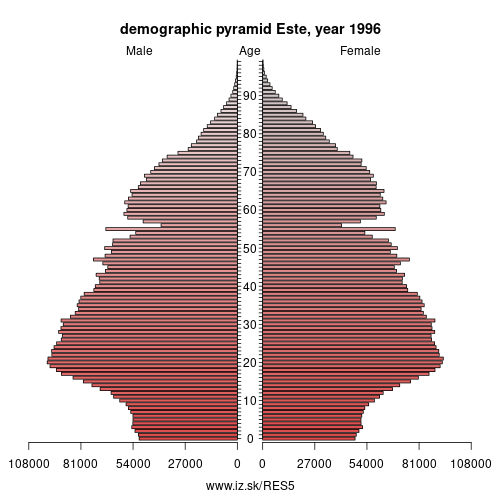 demographic pyramid ES5 1996 Este, population pyramid of Este