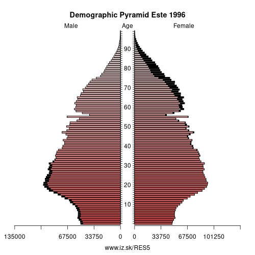 demographic pyramid ES5 1996 Este, population pyramid of Este