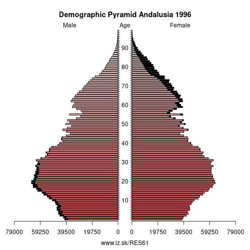 demographic pyramid ES61 1996 Andalusia, population pyramid of Andalusia