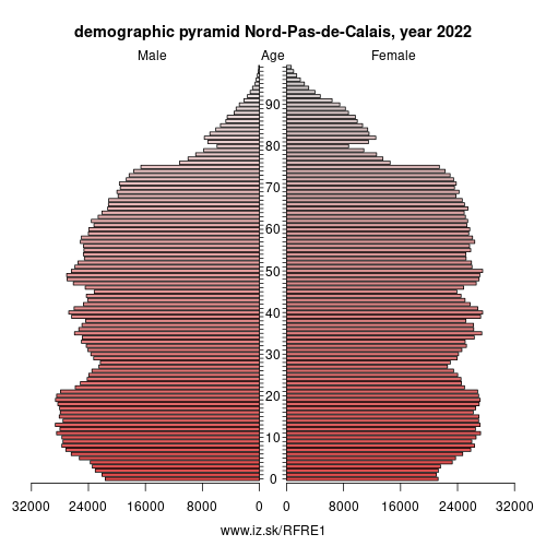demographic pyramid FRE1 Nord-Pas-de-Calais