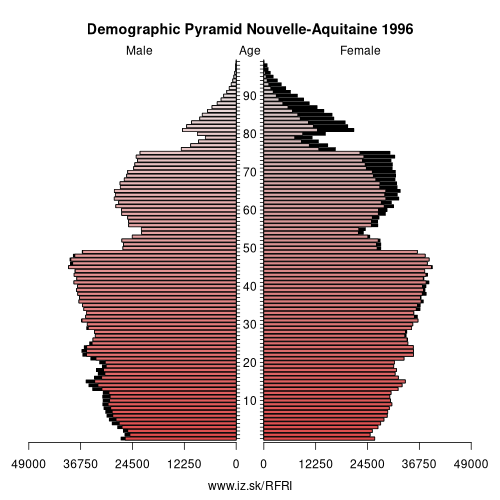 demographic pyramid FRI 1996 New Aquitaine, population pyramid of New Aquitaine