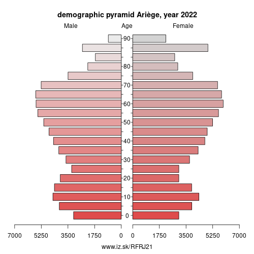 demographic pyramid FRJ21 Ariège