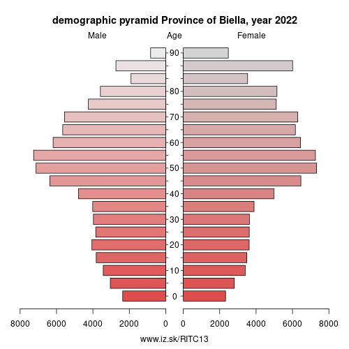 demographic pyramid ITC13 Province of Biella