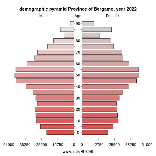 demographic pyramid ITC46 Province of Bergamo
