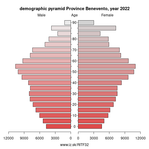 demographic pyramid ITF32 Province Benevento