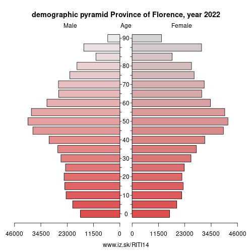 demographic pyramid ITI14 Province of Florence