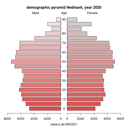 population pyramid of NO021 Hedmark