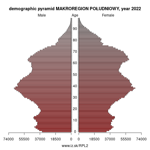 demographic pyramid PL2 MAKROREGION POŁUDNIOWY