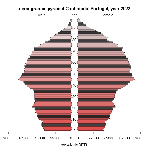 demographic pyramid PT1 Continental Portugal