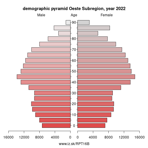 demographic pyramid PT16B Oeste Subregion