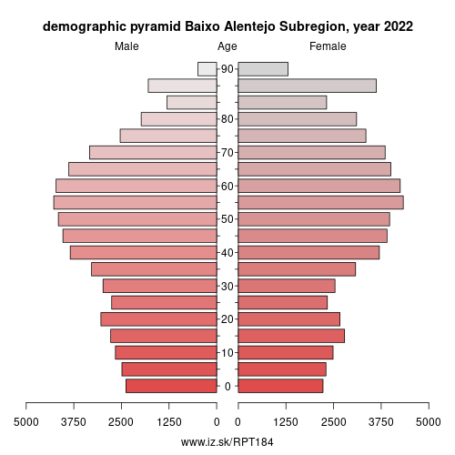 demographic pyramid PT184 Baixo Alentejo Subregion