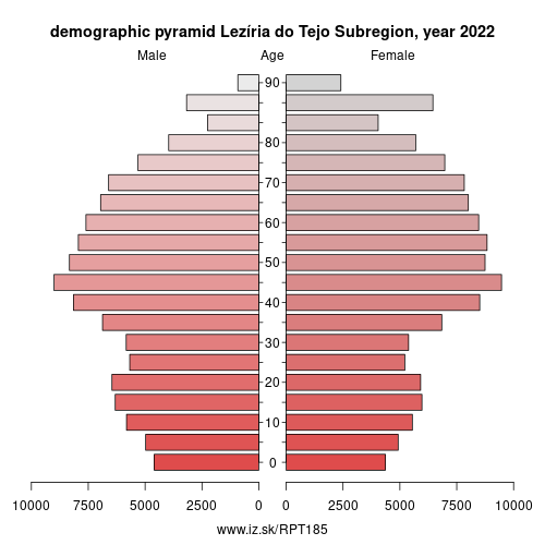 demographic pyramid PT185 Lezíria do Tejo Subregion