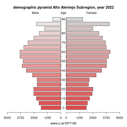 demographic pyramid PT186 Alto Alentejo Subregion