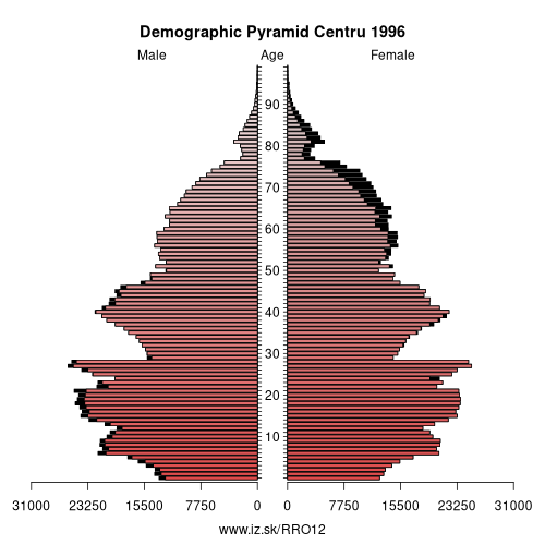 demographic pyramid RO12 1996 Centru, population pyramid of Centru