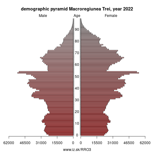 demographic pyramid RO3 Macroregiunea Trei