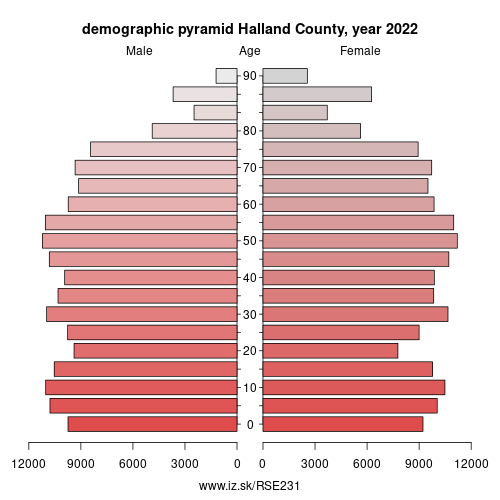 population pyramid of SE231 Halland County