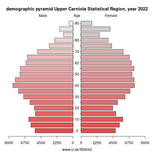 demographic pyramid SI042 Upper Carniola Statistical Region