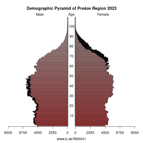 demographic pyramid SK041 Prešov Region