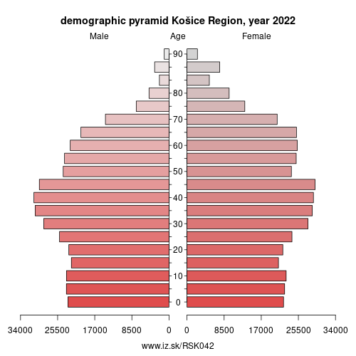 demographic pyramid SK042 Košice Region