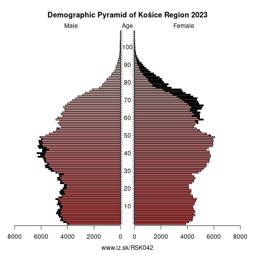 demographic pyramid SK042 Košice Region