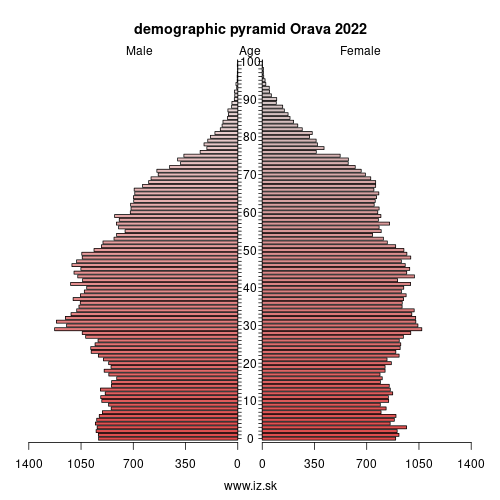 demographic pyramid Orava 2022