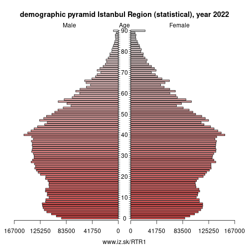 demographic pyramid TR1 Istanbul Region (statistical)