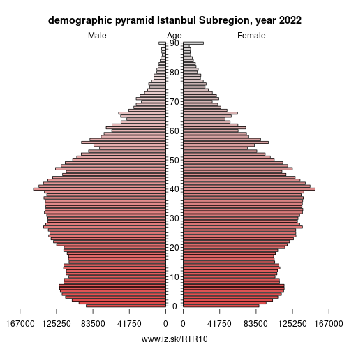 demographic pyramid TR10 Istanbul Subregion