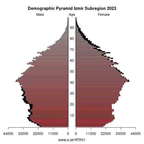 demographic pyramid TR31 Izmir Subregion